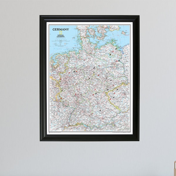 Personalized Classic Germany Push Pin Travel Map - 33.75"x27" - Germany Travel Map - Map of Germany - Colorful Germany Pin Map - Germany Map