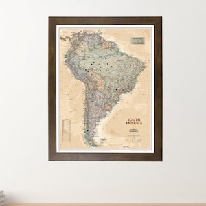 Personalized Executive South America Push Pin Travel Map - 33.75"x27" - South America Wall Map - Map of South America - Regional Map