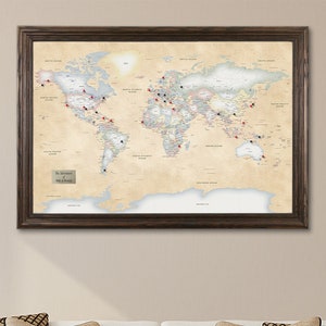 Carte de voyage personnalisée parfaitement Pastel World Push Pin - Carte de voyage Push Pin - Cadeau du 1er anniversaire - Idée de cadeau d'anniversaire de papier