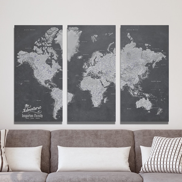 Push Pin Canvas Map World Map Print Large World Map Map Push Pin - Etsy