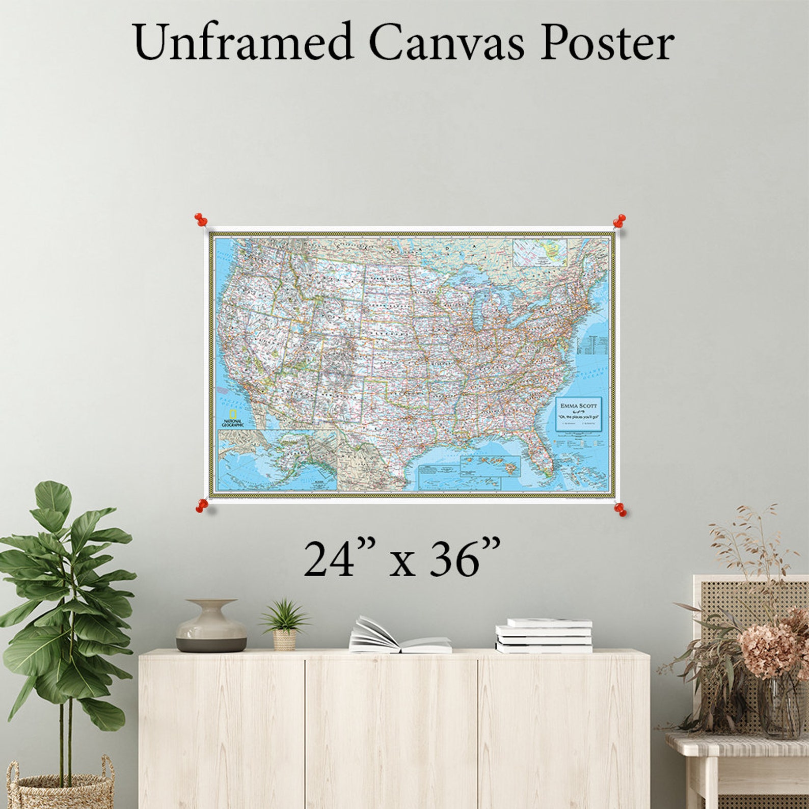 Canvas Map Poster Classic USA Push Pin Travel Map Kit With 150 | Etsy