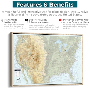 Personalized Pilot's USA VFR Map - Aviator's Map to Chart Your Flights ...