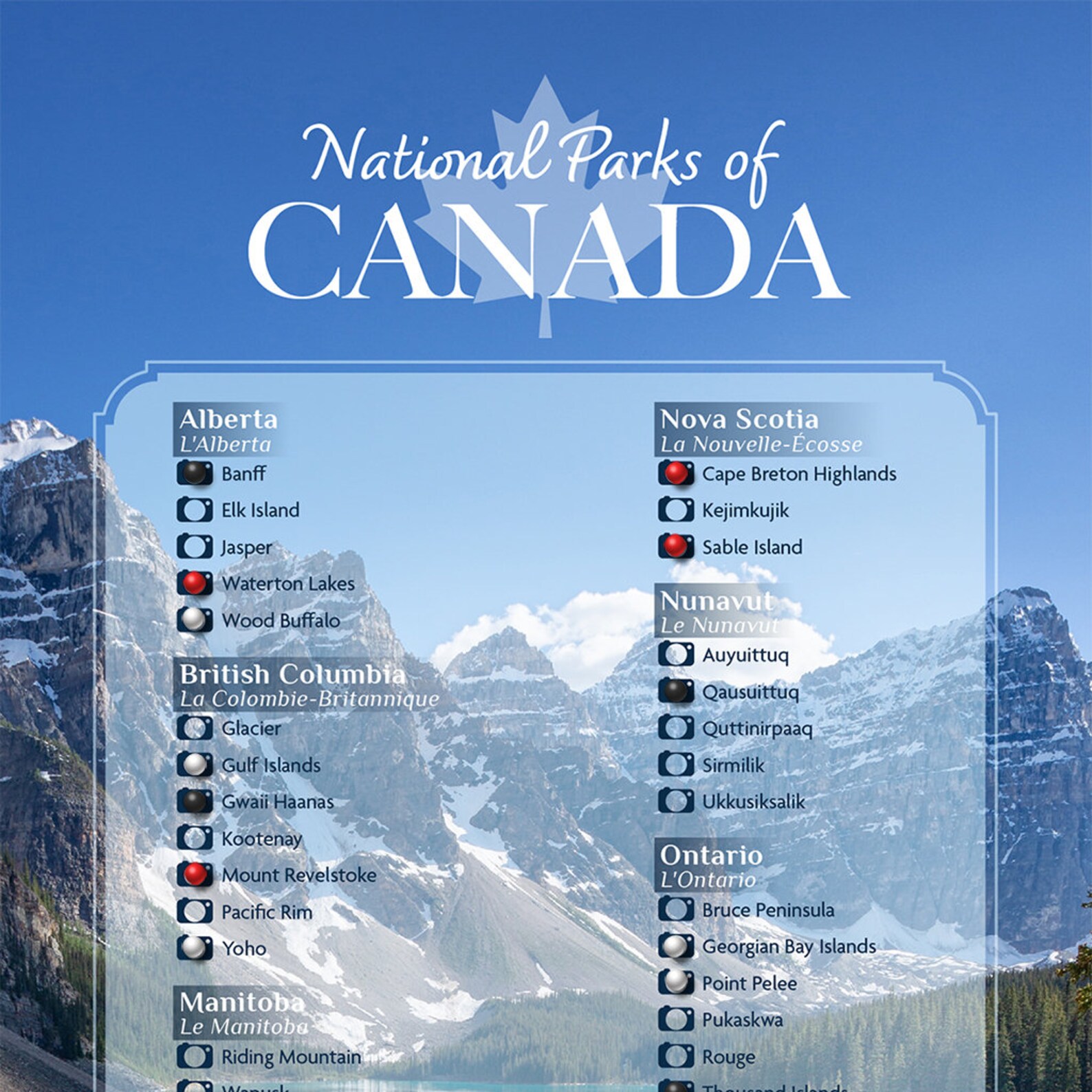 National Parks of Canada Bucket List Tracker Personalization Etsy