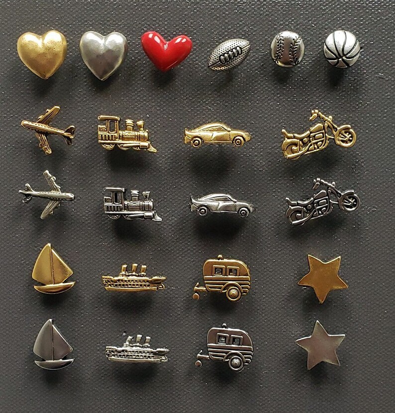 Handmade Push Pins Set of 4 Metal Pins Hearts Stars Etsy