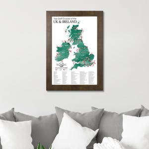 CANVAS Personalized Golf Map of UK and Ireland&#39;s Top Golf Courses - Golf Adventure Map - Gift for Dad - A Golfer&#39;s Dream - 2nd Anniversary