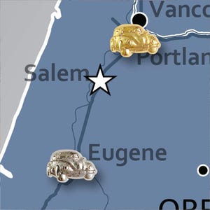 VW Bug Push Pins - Silver & Gold Volkswagen Bug Pins