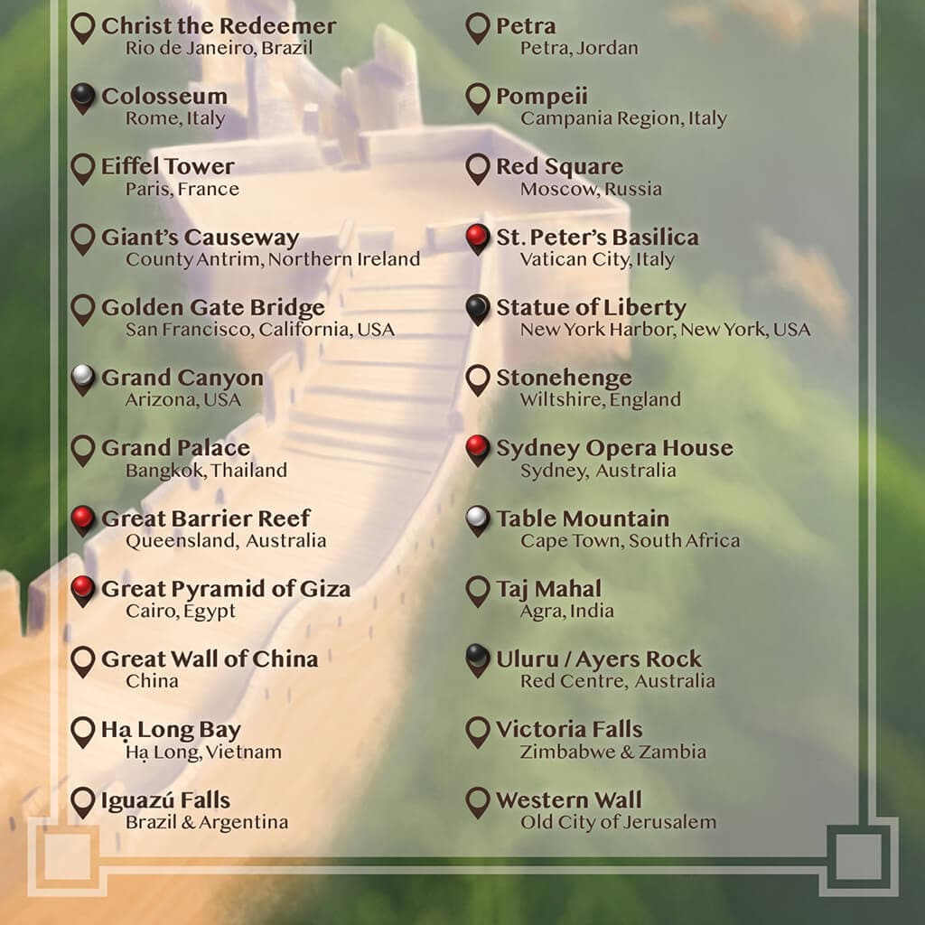 Top Landmarks of the World Bucket List Tracker - Free Personalization ...