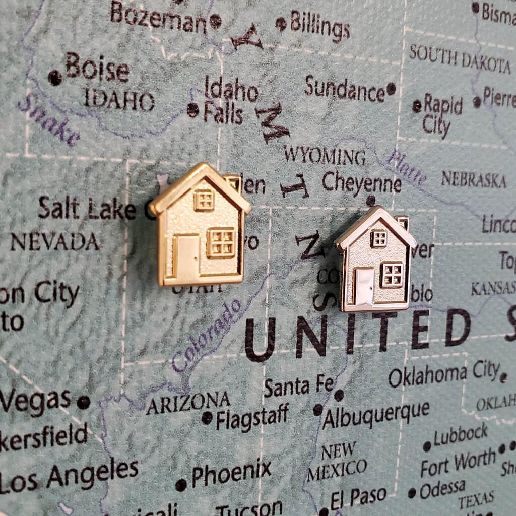 Metal House Shaped Pins! - Metal Pins - Sandblasted Polished House Pi…