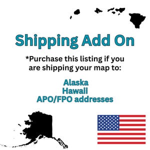 Alaska/Hawaii/APO Shipping Charge Add On for a Framed Push Pin Travel Map