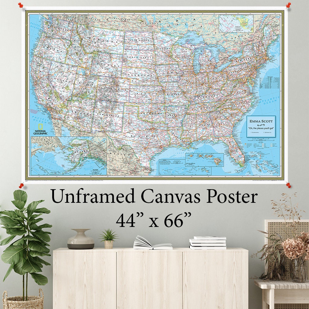 Canvas Map Poster Classic USA Push Pin Travel Map Kit With 150 | Etsy