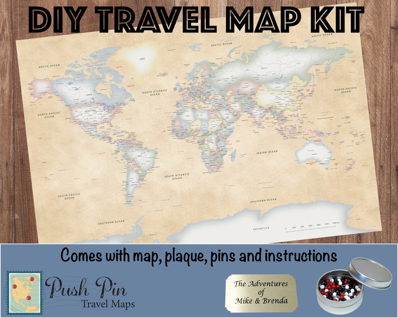 Diy Perfectly Pastel World Push Pin Travel Map Kit With 100 Image 0