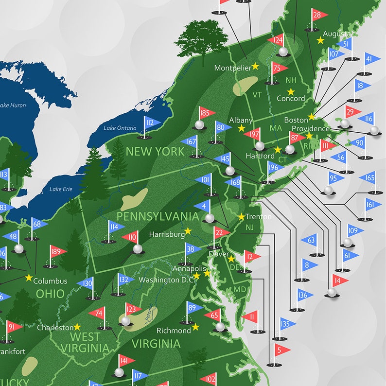 Personalized Golf Courses Tracking Map Map of Top 200 Golf Courses in the US Track Golf Courses You've Played Great Gift For Dad image 3