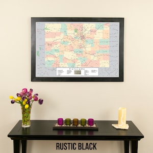 Personalized Colorado Push Pin Travel Map with Pins and Frame 27.5&quot; x 39.5&quot; - Push Pin Travel Map - Colorful - Colorado State Map