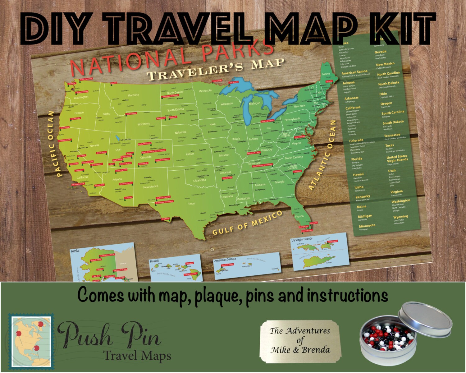 DIY National Parks Push Pin Travel Map Kit with 150 Pins Etsy
