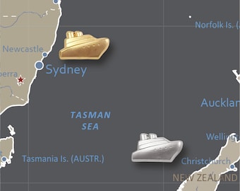 Cruise Ship Push Pins - Gold & Silver Metal Cruise Ship Pins