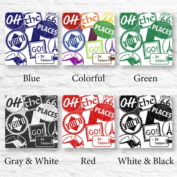 Oh The Places You Ll Go Canvas Wall Art Multiple Color Etsy