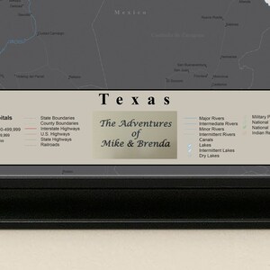 Personalized Earth Toned Texas Travel Map with Pins Framed Travel Map Texas Wall Map Gifts for Him Gifts for Her image 3