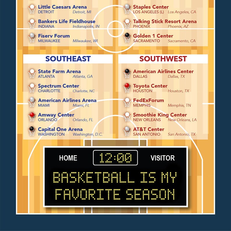 Basketball Arenas Bucket List Tracker Free Personalization Etsy