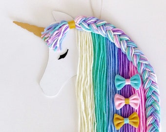 Unicorn Hair Clip Hanger, Hair Accessories Organizer, Yarn Bow Holder