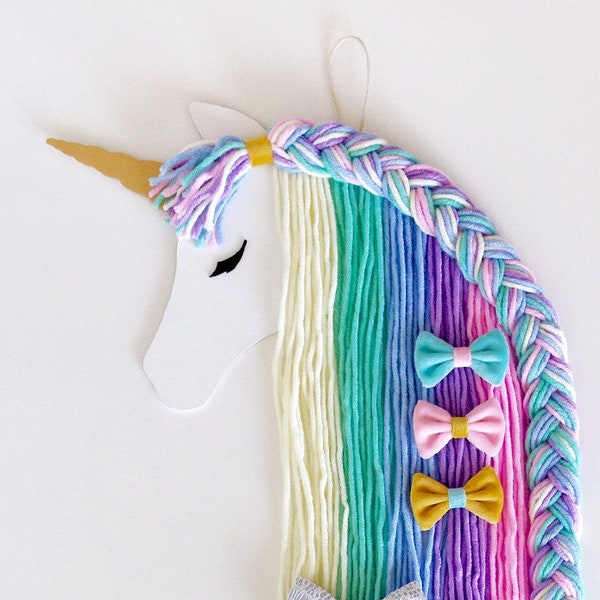 Unicorn Hair Clip Hanger, Hair Accessories Organizer, Yarn Bow Holder