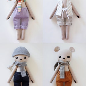 Bear Cloth Doll with set of clothes, Plush Teddy Bear, Bear Toy, Stuffed Animal, Textile Doll, Kids Gift image 2