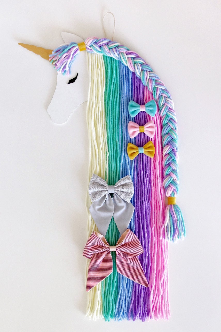 Unicorn Hair Clip Hanger, Hair Accessories Organizer, Yarn Bow Holder