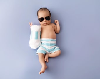 Bañador para recién nacido, shorts de verano, temática de playa o piscina, accesorio para fotos, con toalla a juego, suave y elástico, conjunto de baño para bebé niño.