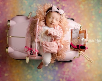 Newborn Pink Tweed Outfit, Cotton Lined Jacket, Pants, Pearl Handled Purse - Photo Prop, Bougie Baby, Shower Gift, First Photo.