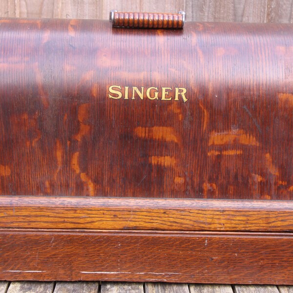 Singer Sewing Machine 'Earlier' Full Size Bentwood Case - Fits 15K / 27K / 66K / 201K etc - Nice - Lot P2