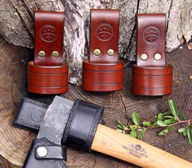 Handmade Brown Leather Embossed Axeholder / Beltloop Etsy Canada