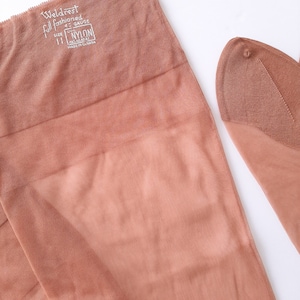 Nylon Seamed stockings | SZ 11 | 33&quot; long | Vintage, Full Fashioned | Beige, Cuban Heel, Keyhole | shoe 9 - 9.5 | N.O.S. NEW | RARE