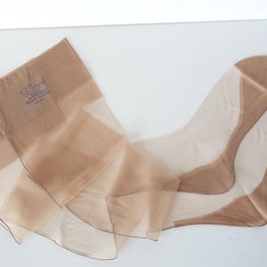 Nylon Seamed Stockings 2 PAIRS | SZ 9 | 33&quot; long | Vintage, Full Fashioned | Beige Light, Cuban Heel, Keyhole | shoe 7 - 7.5 | N.O.S. NEW