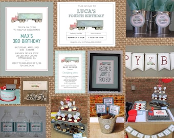 TRUCK + 18 WHEELER + On the Go // Birthday + Baby Shower + Retirement + Graduation + Trucker + Truck Stop