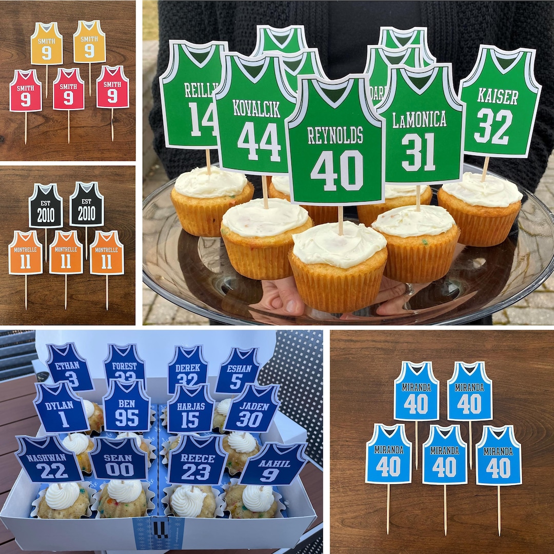 BASKETBALL JERSEY + SPORT Cupcake Topper / Birthday + Team + Season End ...