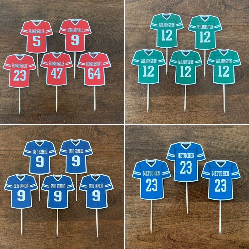 SPORTS JERSEY Football Soccer Lacrosse Cupcake Toppers // Etsy