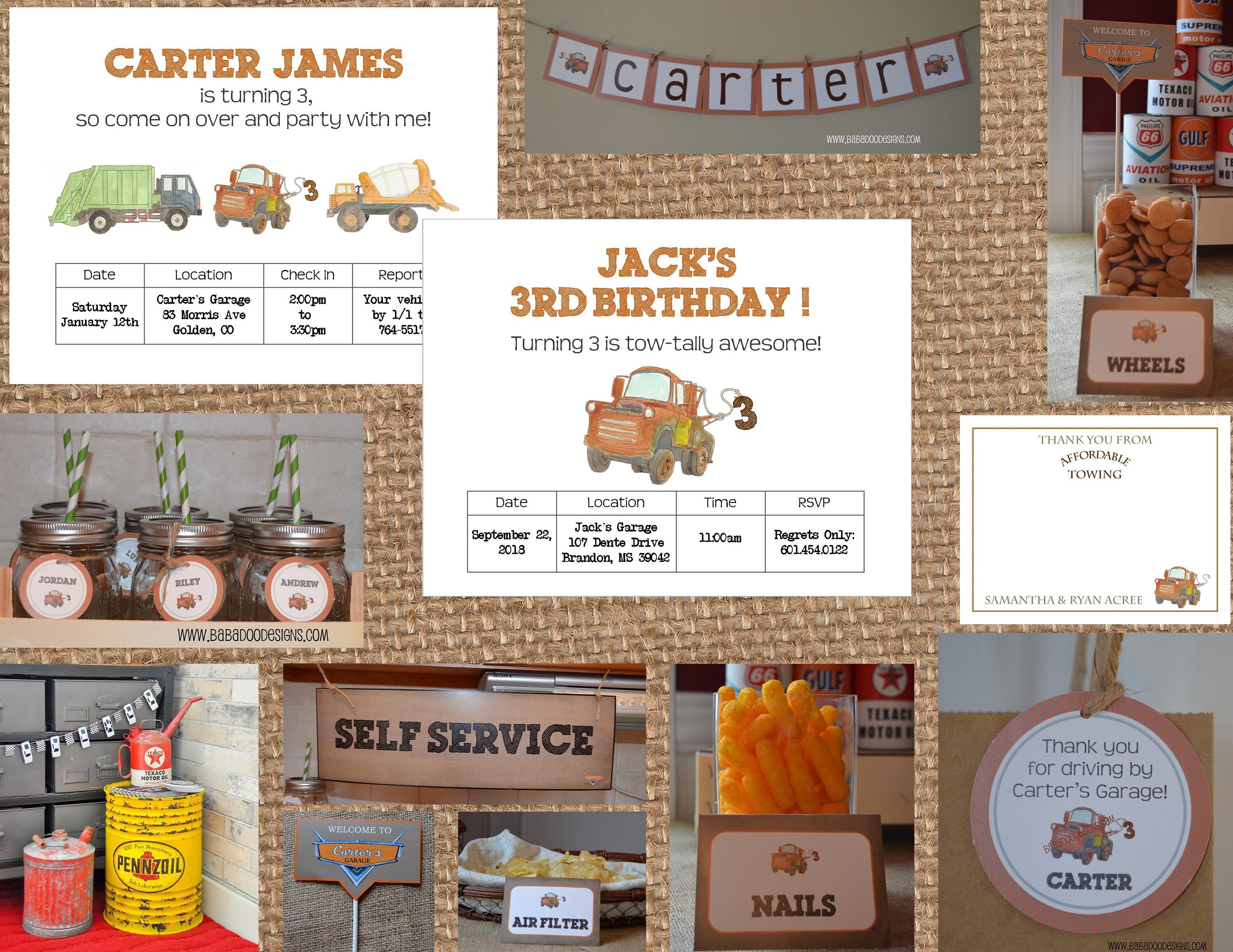 TOW TRUCK + GARAGE // Birthday + Baby Shower + Retirement + Construction + Mater + On the Go + Transportation + Car Repair + Mechanic