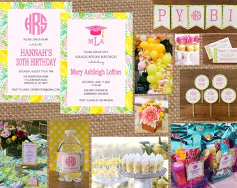 PiNK LEMONADE + LILLY + Lemon + Sunshine + Monogram // Birthday + Baby + Bridal Shower + Anniversary + Summer + Retirement + Graduation