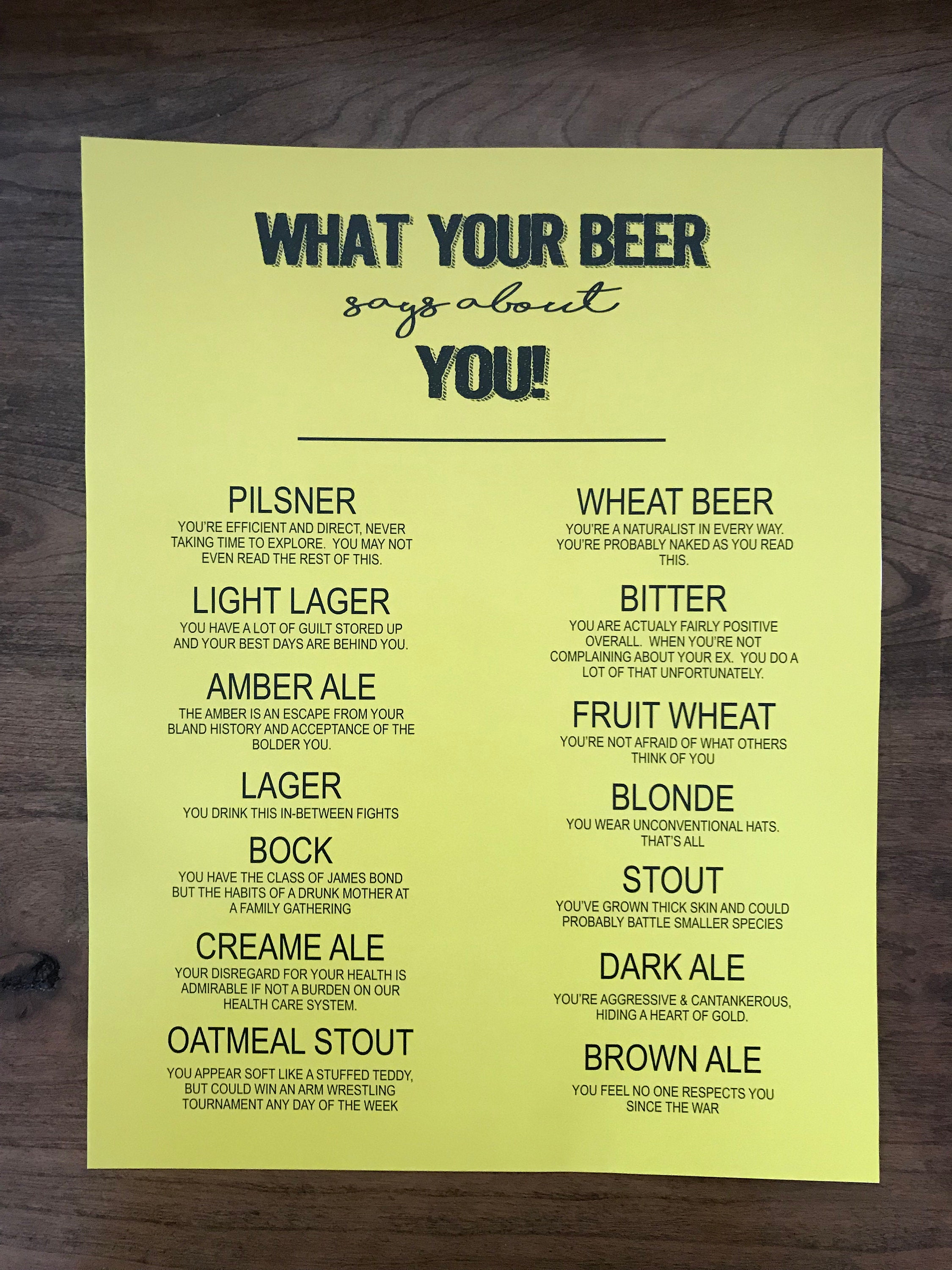 BEERS CHEERS DRINK BBq // What Does Your Beer Say About Etsy