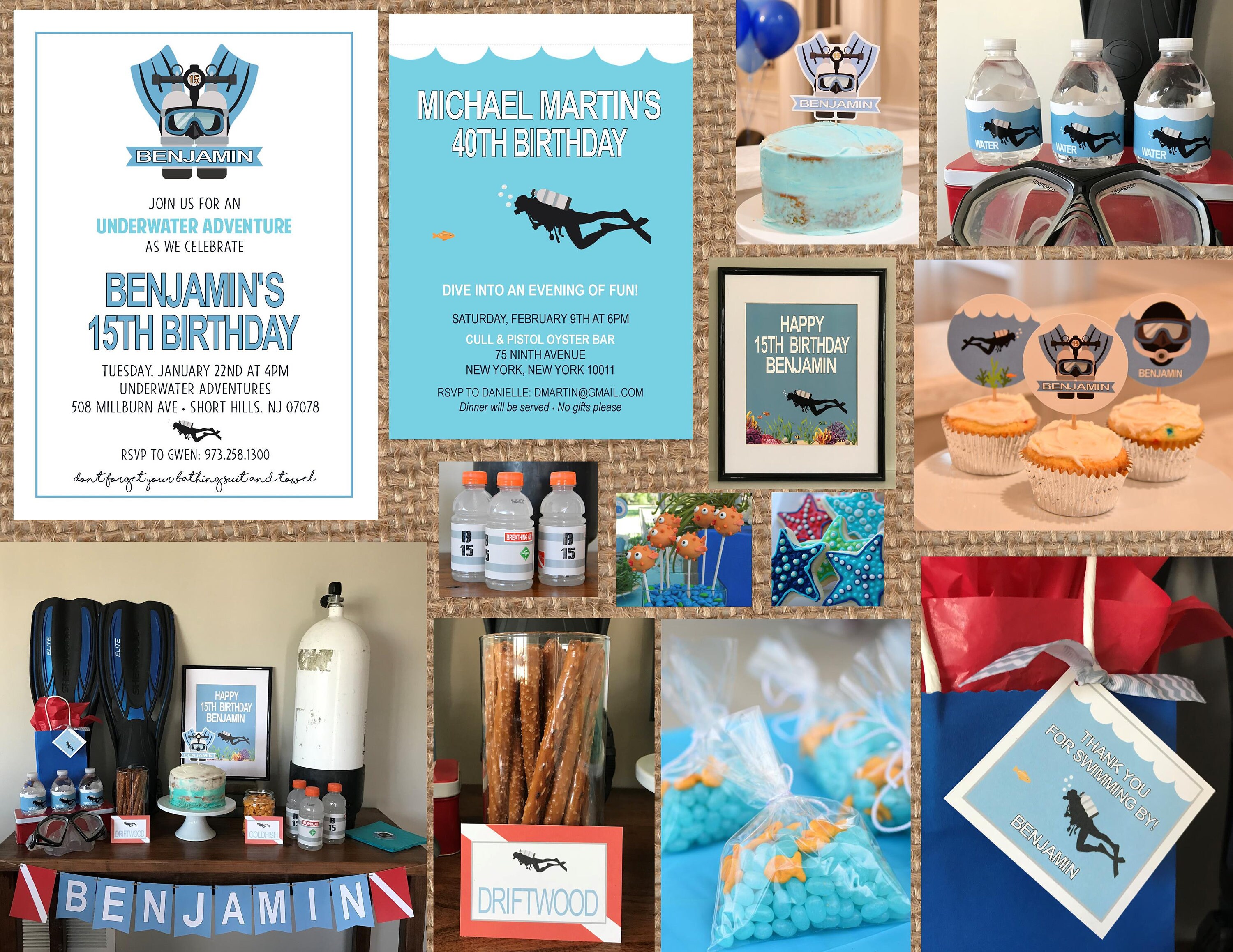 SCUBA DIVING Underwater POOL Under the Sea Diver Water Swimming Oxygen Tank  // Birthday Baby Bridal Shower Wedding 
