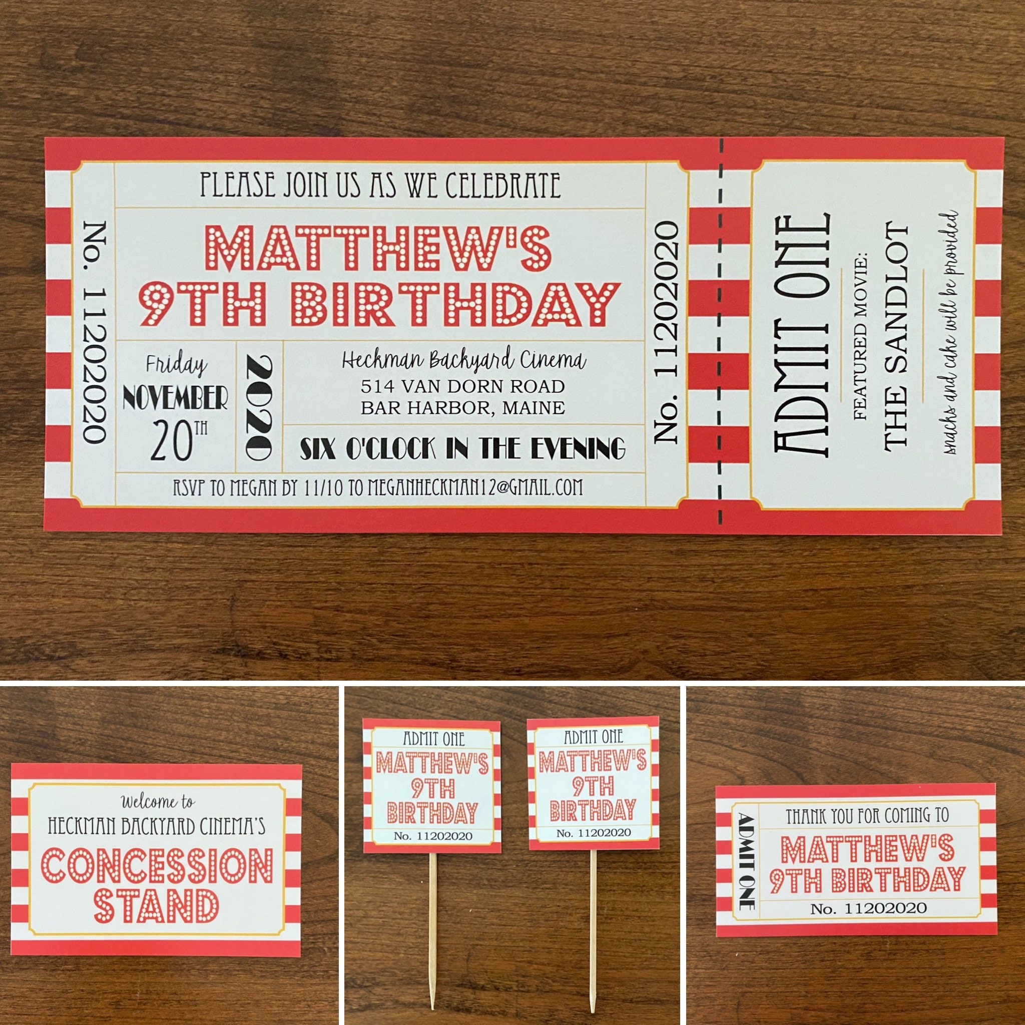 MOVIE OSCARs HOLLYWOOD Ticket // Birthday Baby Bridal Etsy