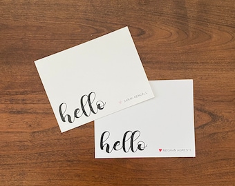 HELLO Personal Stationery + Thank You Card + Note Card / Name + Monogram + Initials + Letter + Heart + Camp