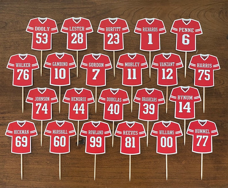 SPORTS JERSEY Football Soccer Lacrosse Cupcake Toppers // Etsy
