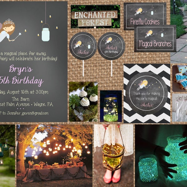 FAiRY PRiNCESS + FiREFLIES + ENCHANTED FORREST // Birthday + Baby Shower + Summer + Wedding // Full Service Printing + Coordinating Items