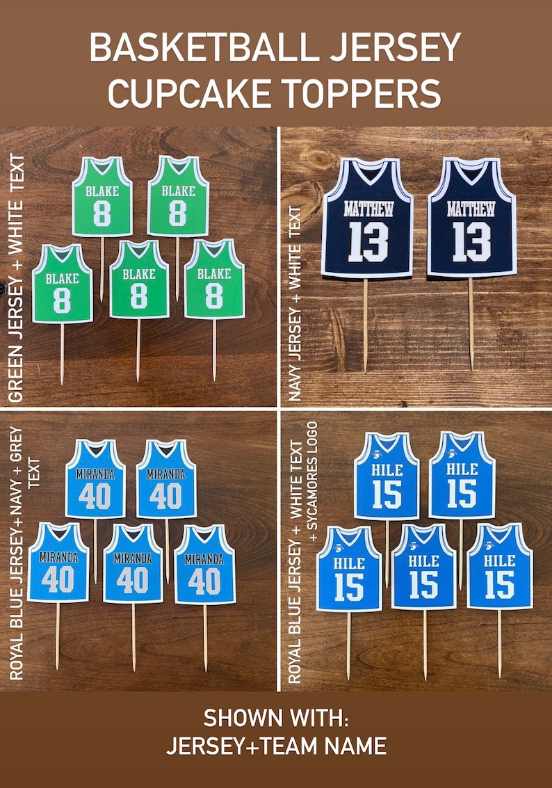 BASKETBALL JERSEY SPORT Cupcake Topper / Birthday Team - Etsy