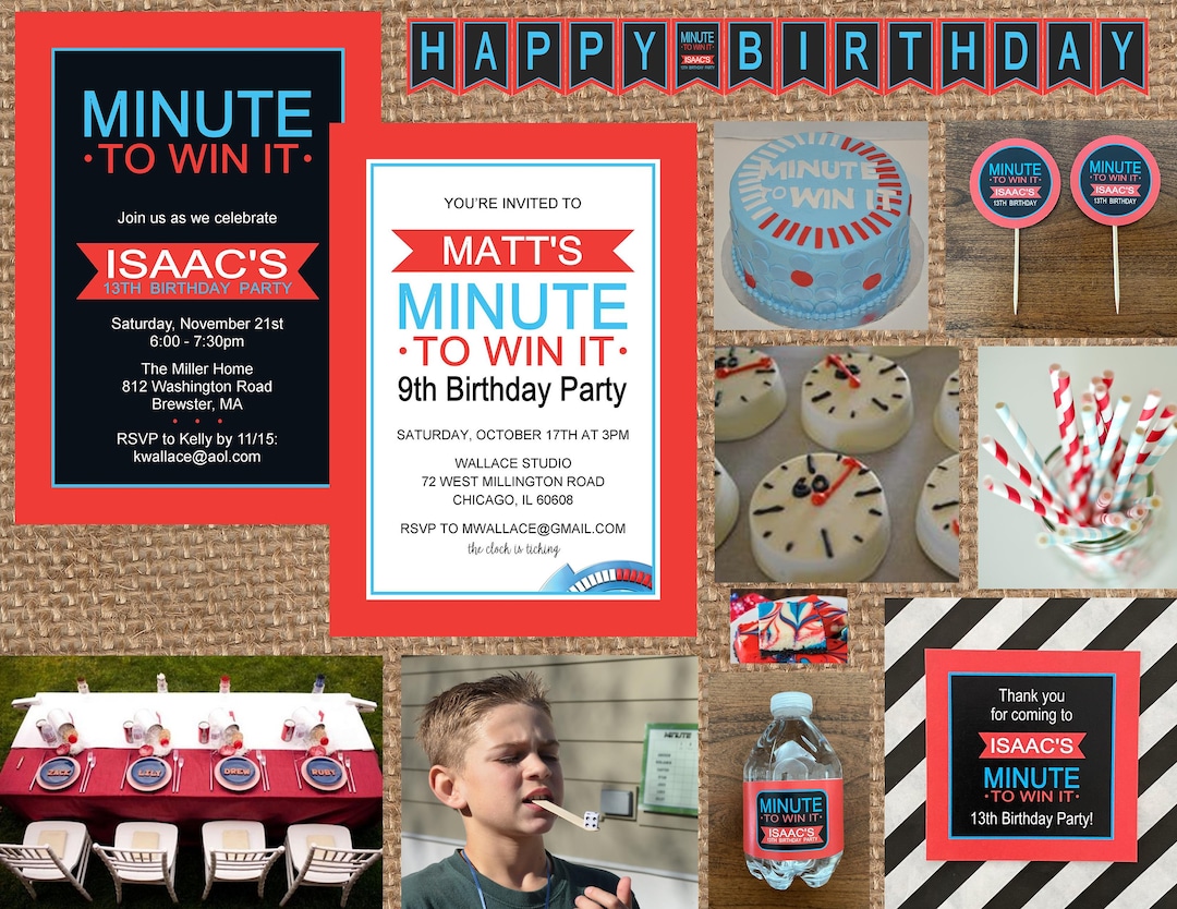Minute TO Win IT GAMES // Birthday Baby Shower Bridal Shower Game Night