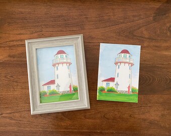 BRIGANTINE LIGHTHOUSE PRINT / 5x7" / Housewarming + Beach House + New Jersey + Jersey Shore + Watercolor Art + Brigantine Beach