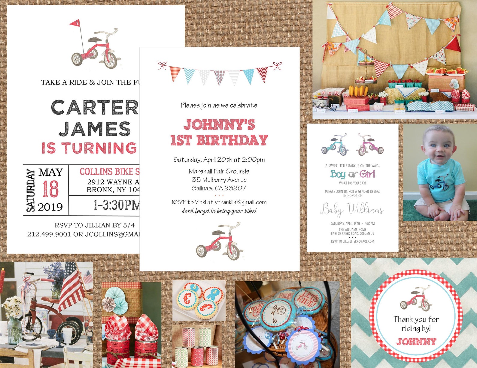 TRICYCLE BIKE Bunting // Birthday Baby Shower Gender Etsy