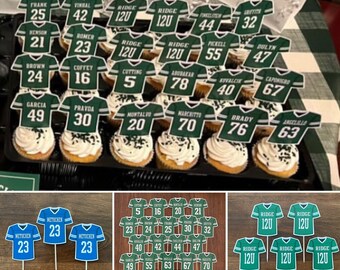 SPORTS JERSEY Football + Soccer + Lacrosse Cupcake Toppers // Banquet + Birthday + College + School + Team + Pep Rally + Shower