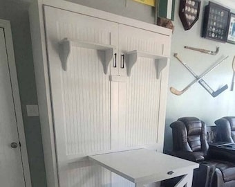 Solid wooden "Murphy Style" wall bed, hand crafted in United States by professional craftsmen. Heaviest duty wall beds on the market..!