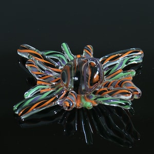 Hand Blown Green, Orange, Purple, & Black Glass Paperweight PW82
